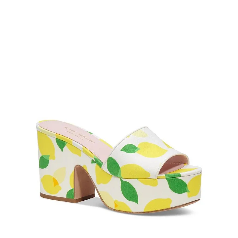 Kate Spade New York Womens Ibiza Canvas Peep-Toe Platform Sandals