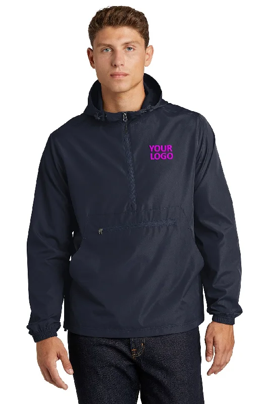 Sport-Tek Packable Custom Anorak Jackets, True Navy