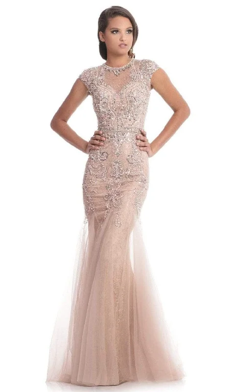 Johnathan Kayne - 9039 Jeweled Cap Sleeve Illusion Gown