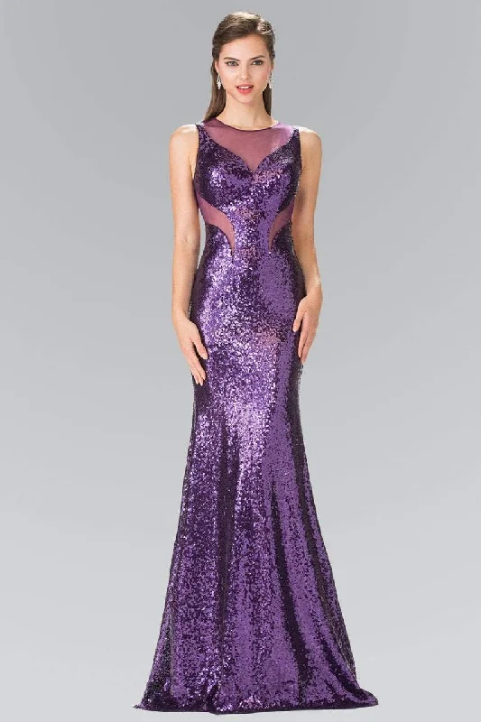 Elizabeth K - GL2292 Sequined Illusion Panel Sheath Gown