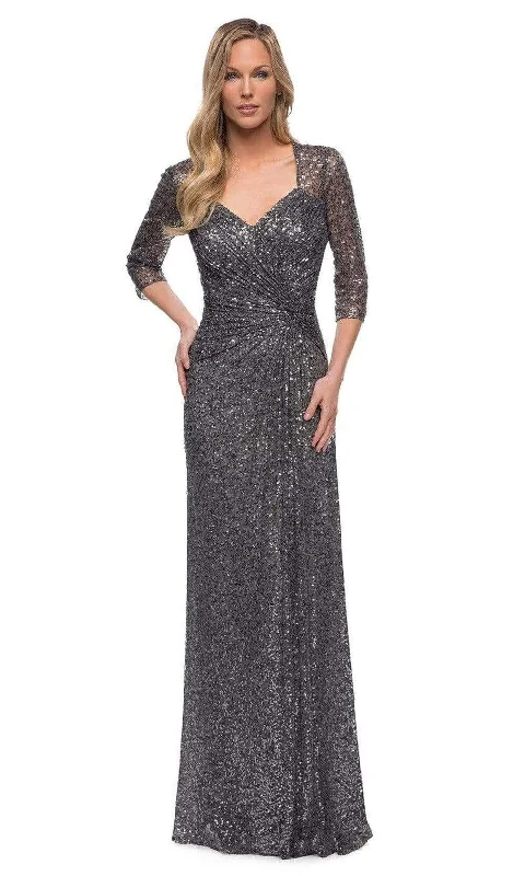 La Femme - 27930 V-Neck Sequin Embellished Dress