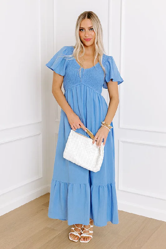 Sunny Smiles Smocked Maxi in Sky Blue