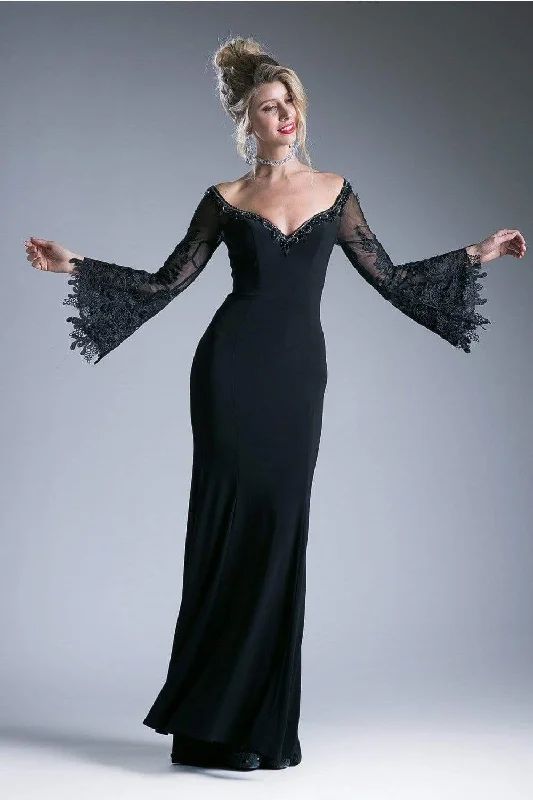 Cinderella Divine - Embellished Lace Bell Sleeve Sheath Dress