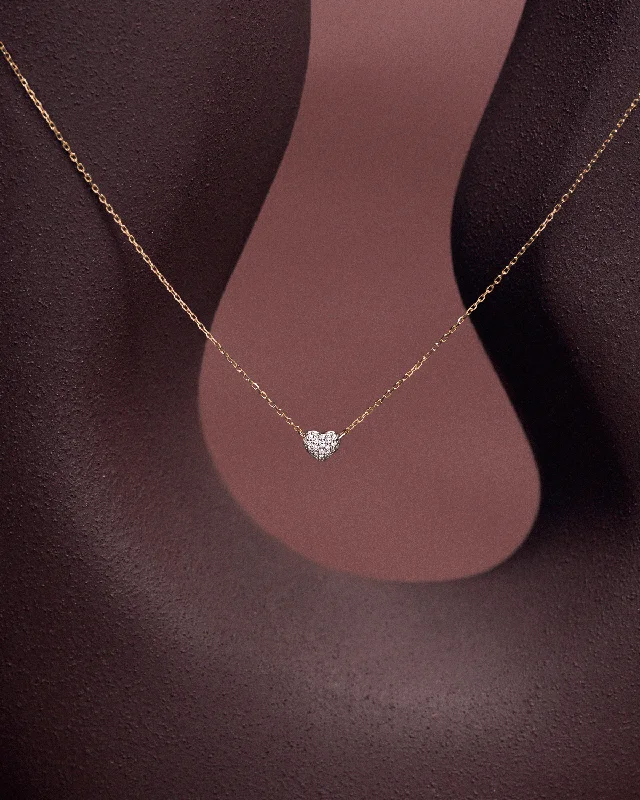 GRID MOTHERS 24 Diamonds and Gold Heart Solitary Necklace