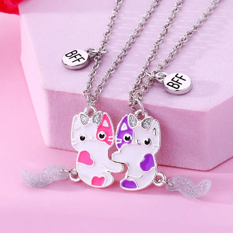 Wholesale Cute Cat Magnet Alloy Necklace Set