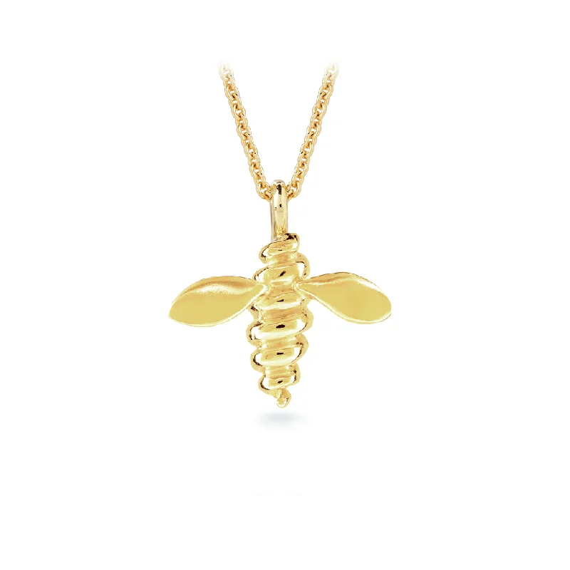 Bee Yellow Gold Pendant- Small