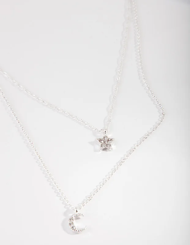 Silver Starry Night Charm Necklace