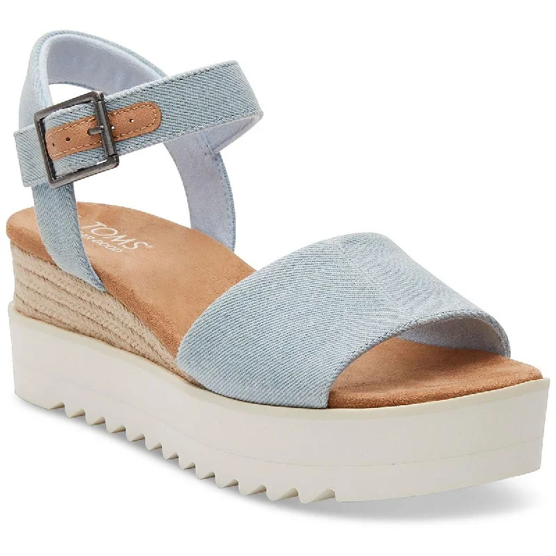 Toms Womens Diana Woven Ankle Strap Wedge Sandals