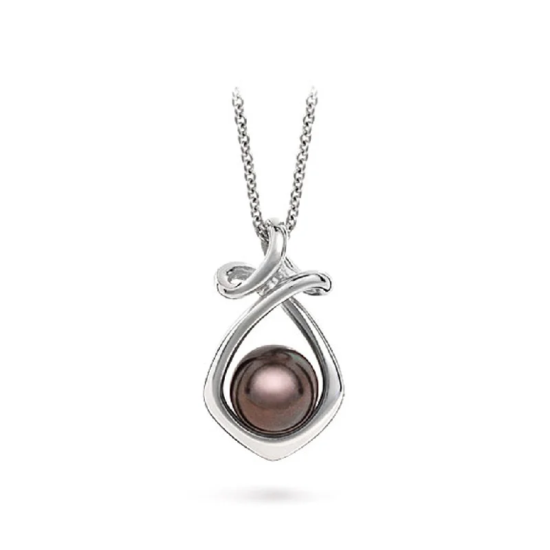 Dancing Twizzle Black Pearl and White Gold Pendant