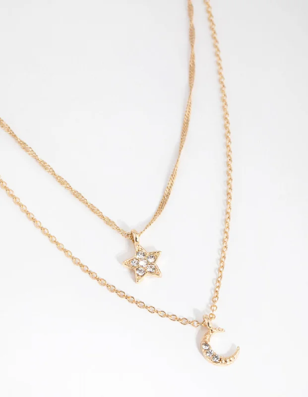 Gold Starry Night Charm Necklace