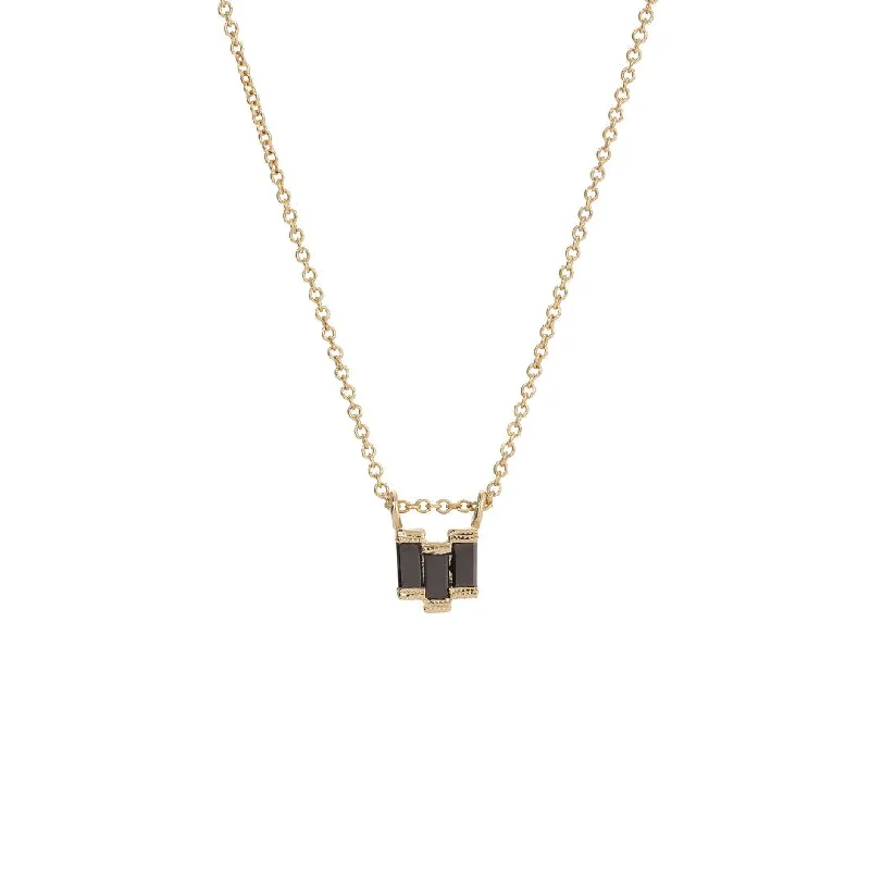 Black Diamond Baguette Step Necklace