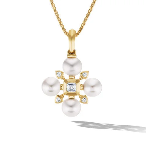 Renaissance Pearl Necklace in 18K Yellow with Diamonds