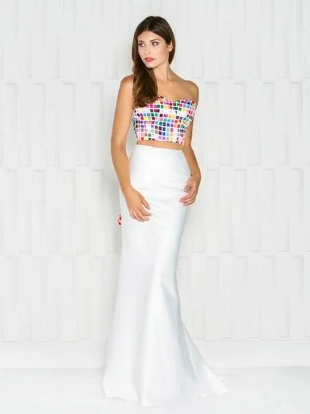 Colors Dress - Colorful Print Two-Piece Evening Gown 1716