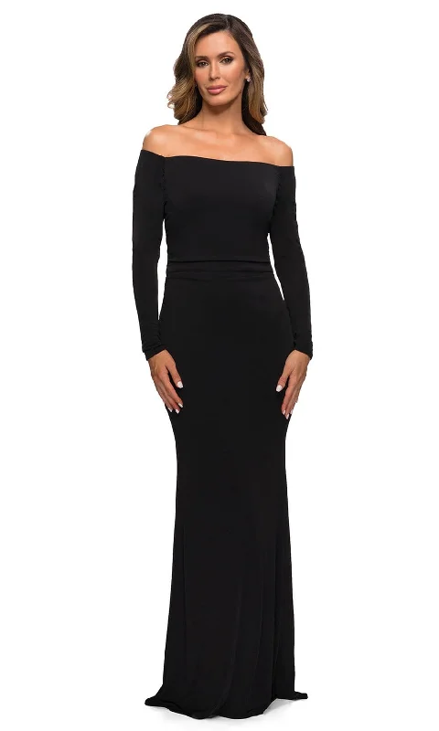 La Femme - 28054 Off Shoulder Long Sleeves Dress