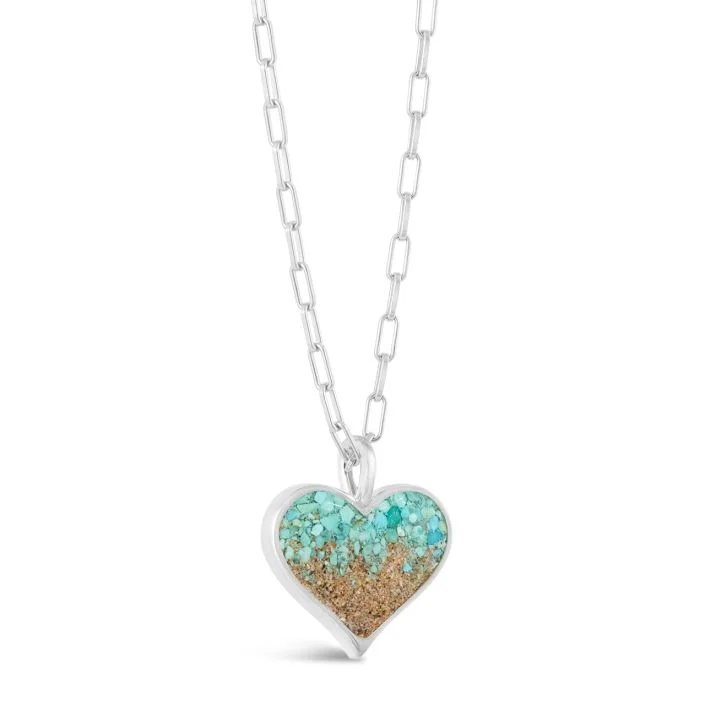 Heart of Sand Paperclip Necklace - Turquoise Gradient