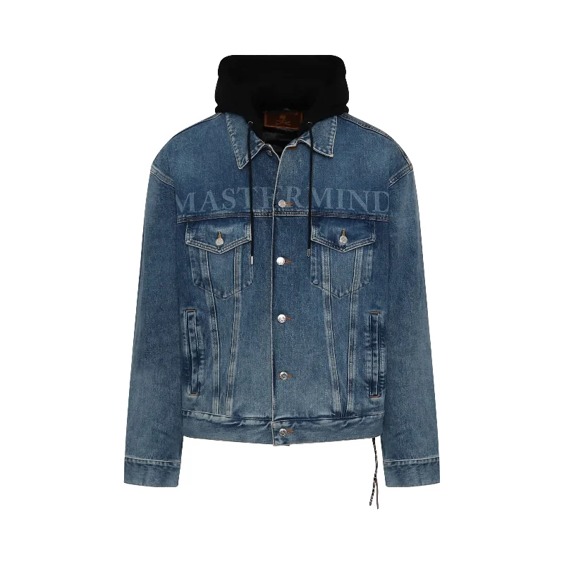 Hooded Denim Trucker Jacket in Indigo