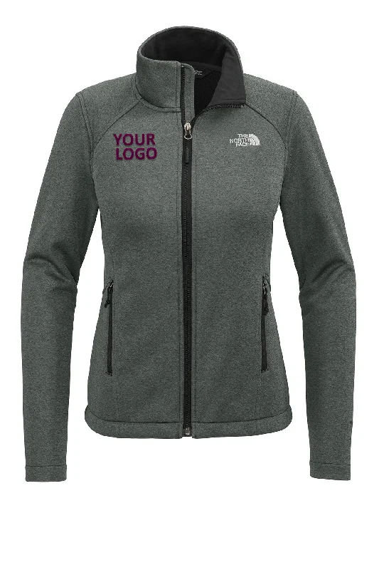 The North Face Ladies Ridgewall Soft Shell Custom Jackets, Dark Grey Heather