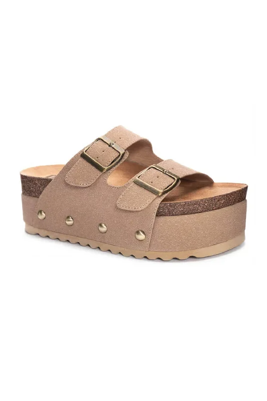 Dirty Laundry Pueblo 2 Band Platform Sandals for Women in Tan | PUEBLO-TAN