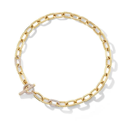 DY Madison Toggle Chain Necklace in 18K Yellow Gold with Diamonds, 18"