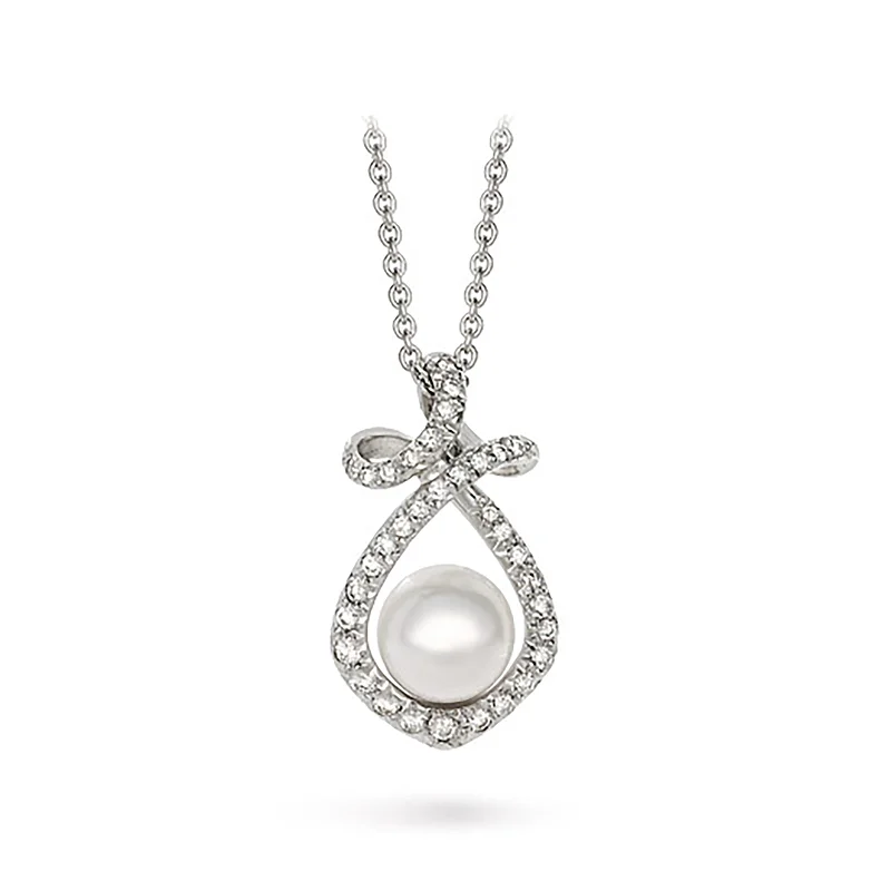 Dancing Twizzle Akoya Pearl and White Gold Pendant