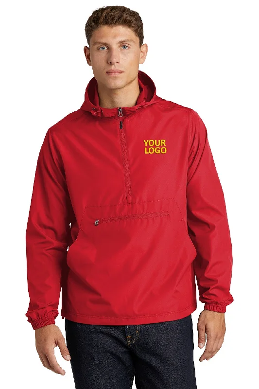 Sport-Tek Packable Custom Anorak Jackets, True Red