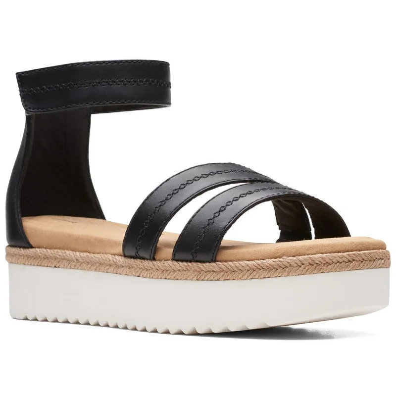 Clarks Womens Lana  Leather Ankle Strap Platform Sandals