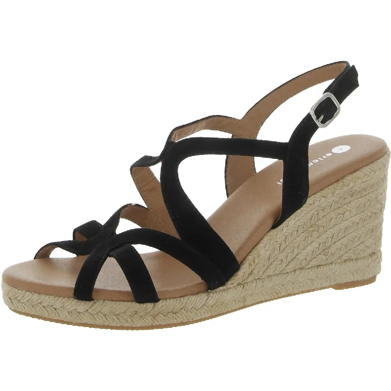 Eric Michael Womens Lindsey Suede Ankle Strap Wedge Sandals