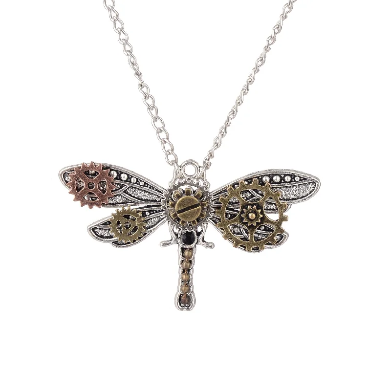 Wholesale Steampunk Dragonfly Gear Type Necklaces