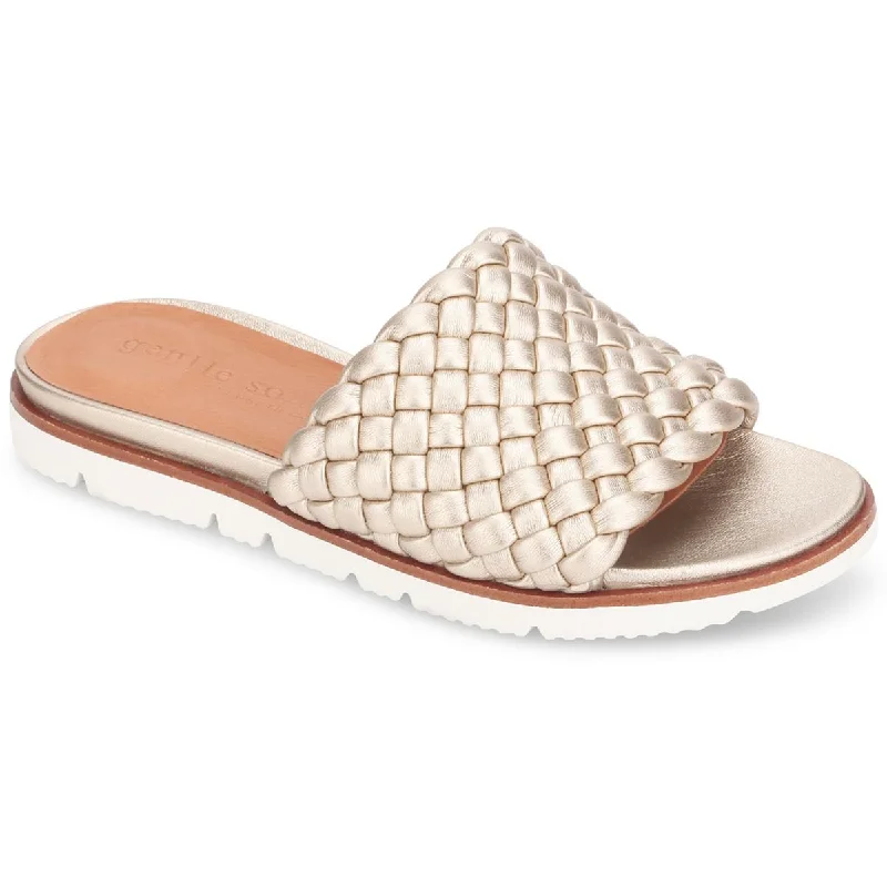 Gentle Souls by Kenneth Cole Womens Lavern Lite Braid Faux Leather Thong Sandals