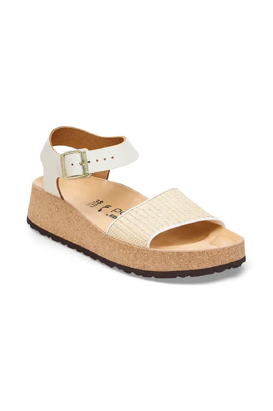 Papillio by Birkenstock Glenda Raffia Leather Sandals for Women in Natural/White | 1026921