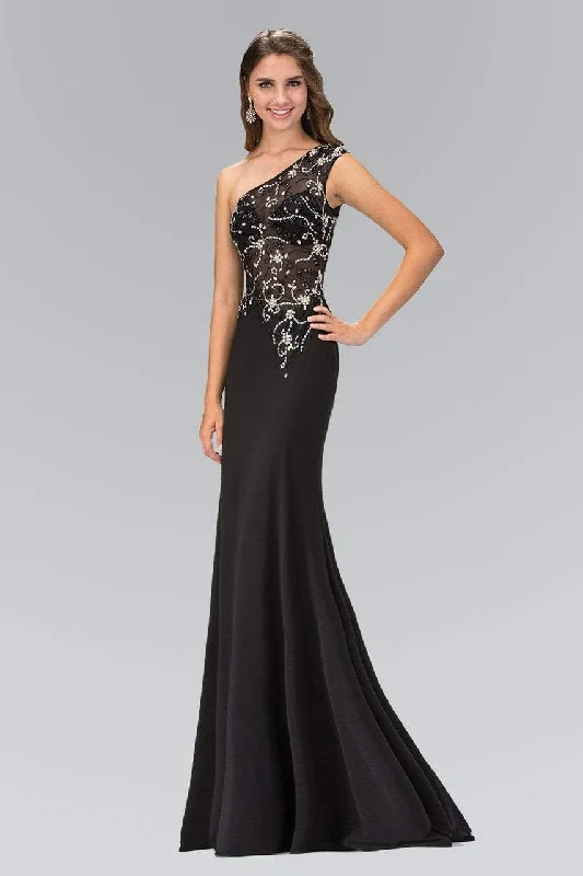 Elizabeth K - GL2143 Beaded Asymmetrical Neck Gown