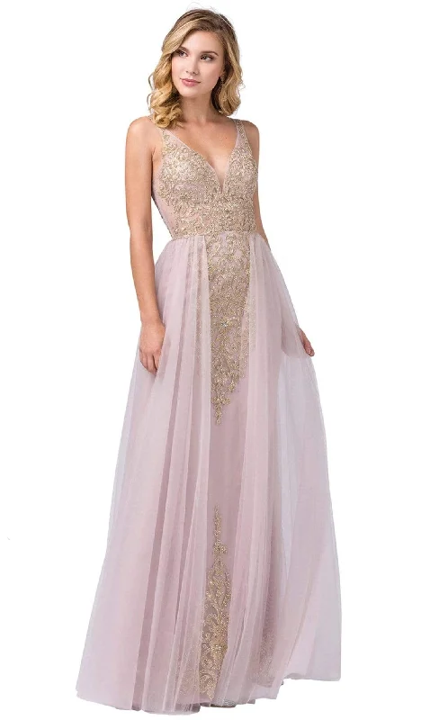 Dancing Queen - 2525 Gilt-Appliqued Illusion Overskirt Gown