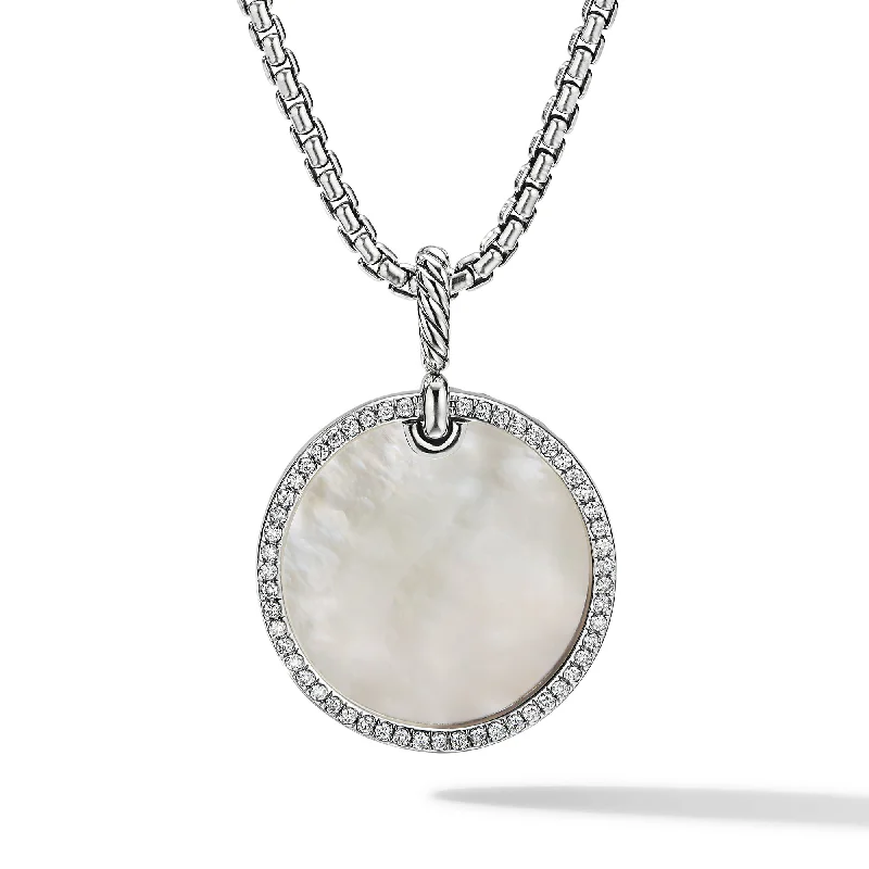 DY Elements® Disc Pendant with Mother of Pearl and Pavé Diamond Rim