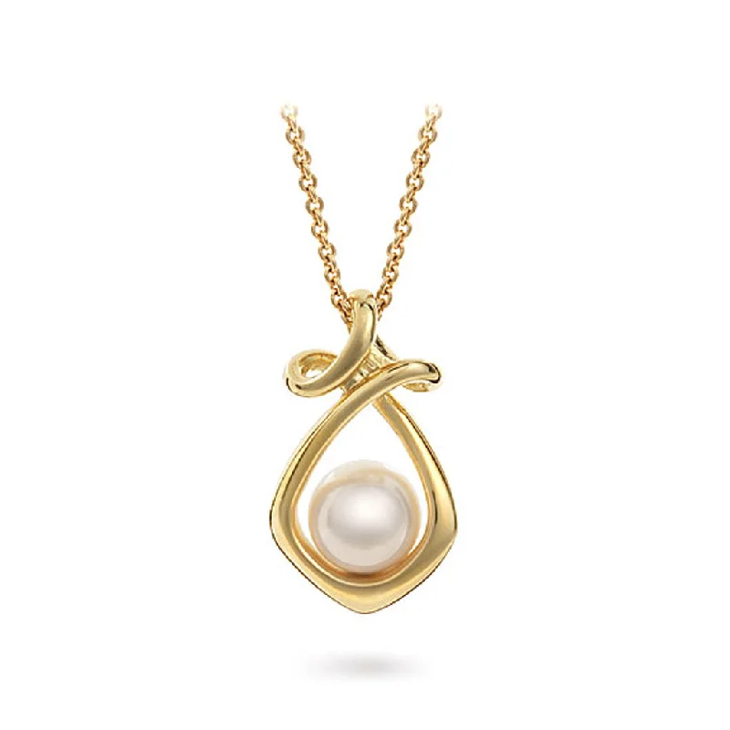 Dancing Twizzle Akoya Pearl and Yellow Gold Pendant