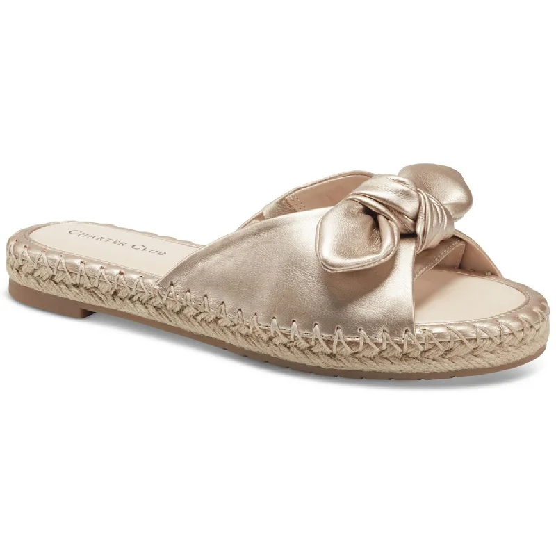 Charter Club Womens Ashland Canvas Slip On Slide Sandals