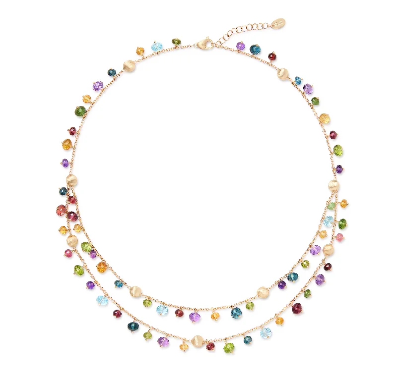 Marco Bicego Africa Yellow Gold 2 Strand Multi-Stone Necklace