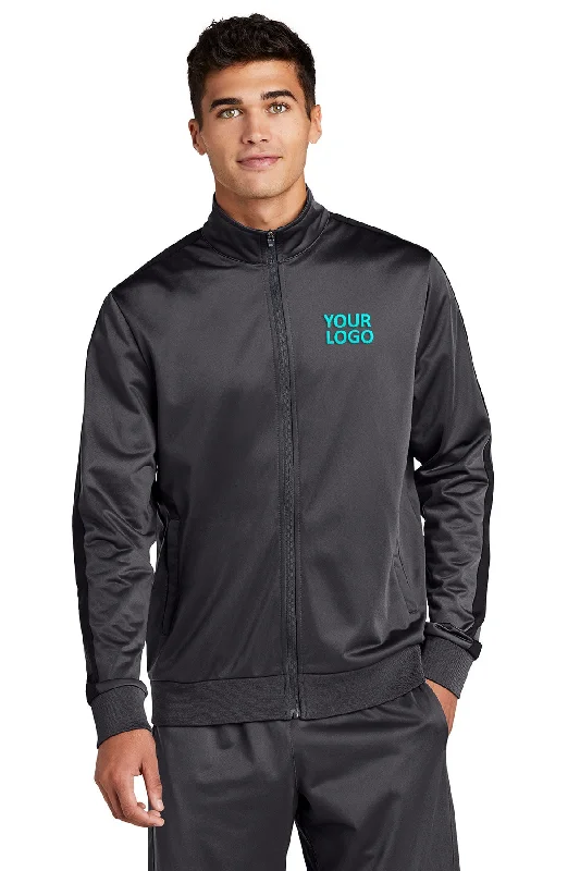 Sport-Tek Tricot Track Branded Jackets, Graphite Grey/ Black