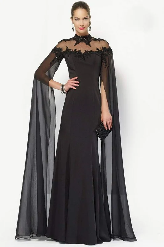 Alyce Paris - 27173 lace Applique Chiffon Gown with Long Flowy Sleeves