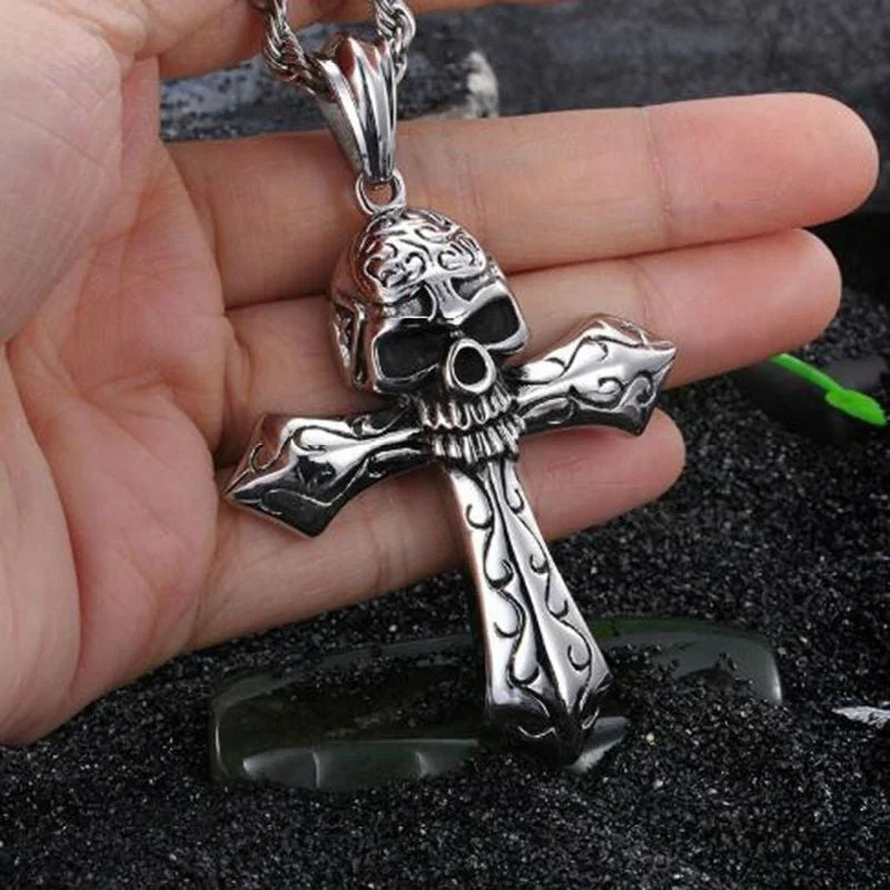 Wholesale Skull Cross Pendant Alloy Necklace