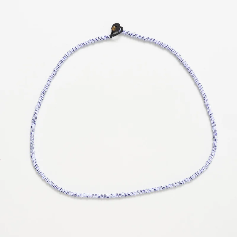 FINAL SALE: Single Strand Solid Necklace - White Blue