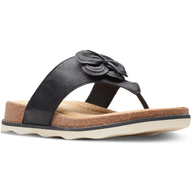 Clarks Womens Brynn Style Laceless Leather Thong Sandals