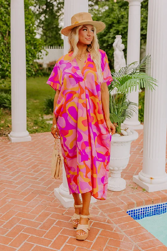 Beachy Days Caftan Midi in Pink