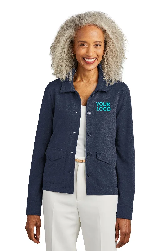 Brooks Brothers Womens Mid-Layer Stretch Button Jacket, Navy Blazer Heather