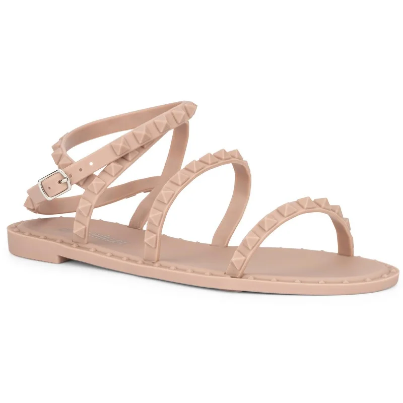 Olivia Miller Womens Studded Strappy Jelly Sandals