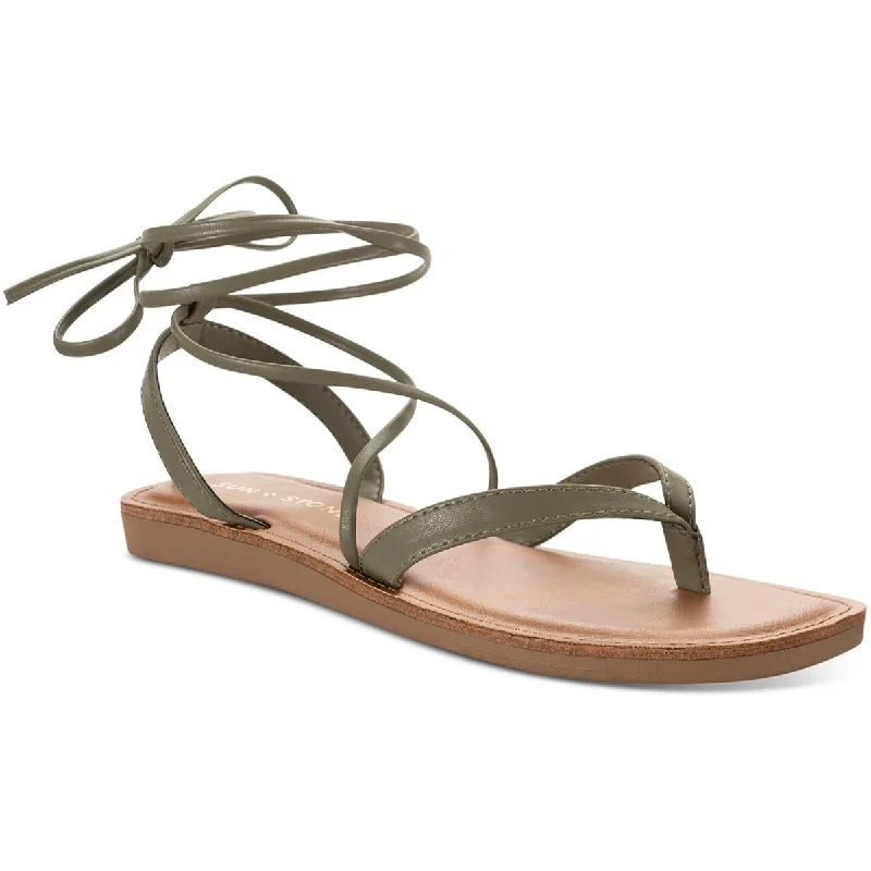 Sun + Stone Womens Maggiee Strappy Flat Thong Sandals