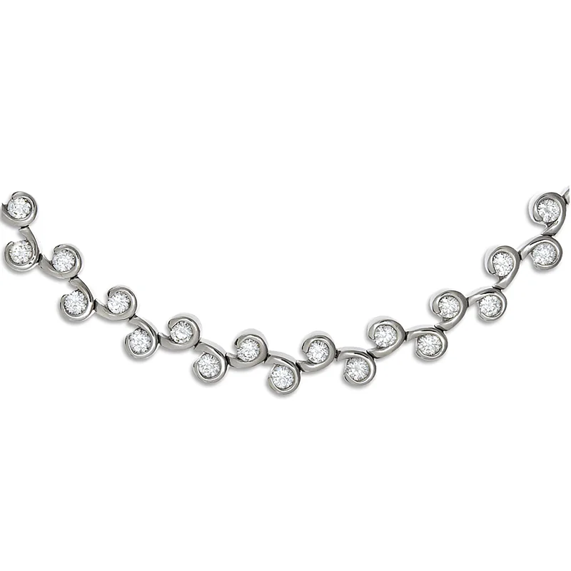 Contour Diamond and White Gold Link Necklace