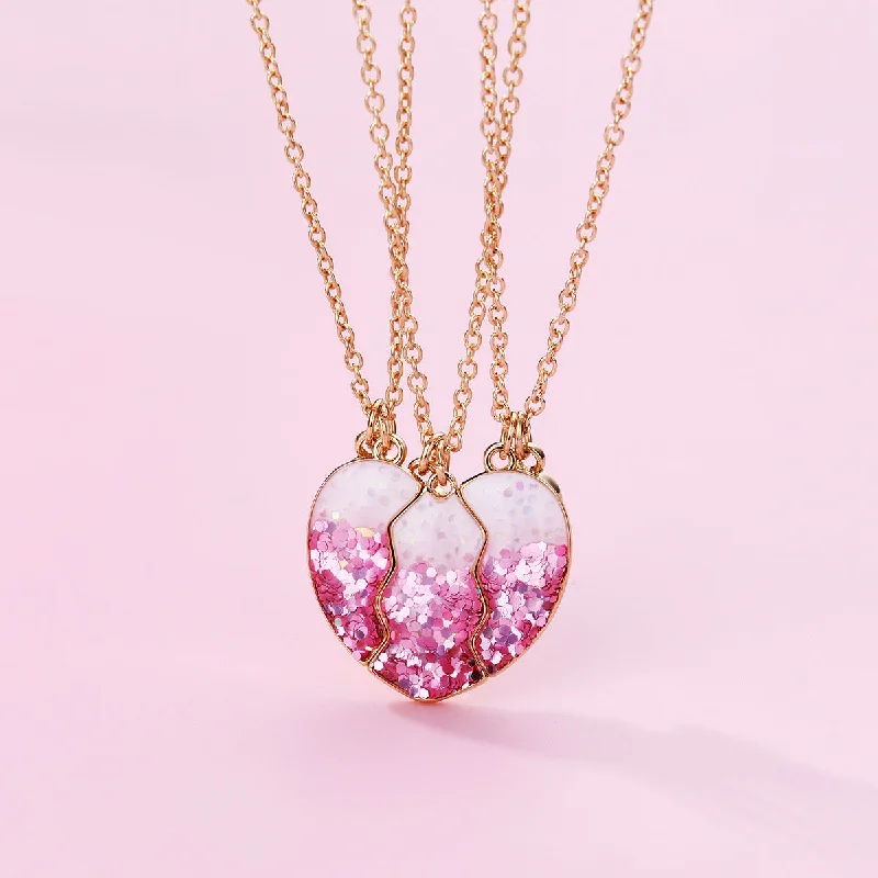 Wholesale Heart Shaped Alloy Children's Necklace Three Pieces