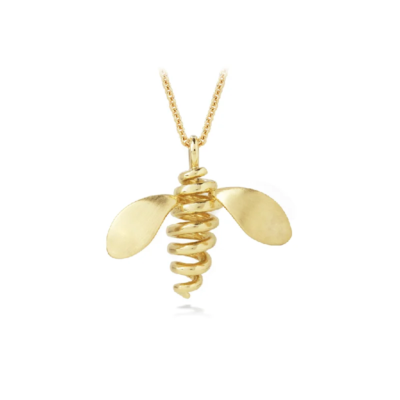 Bee Yellow Gold Pendant- Medium