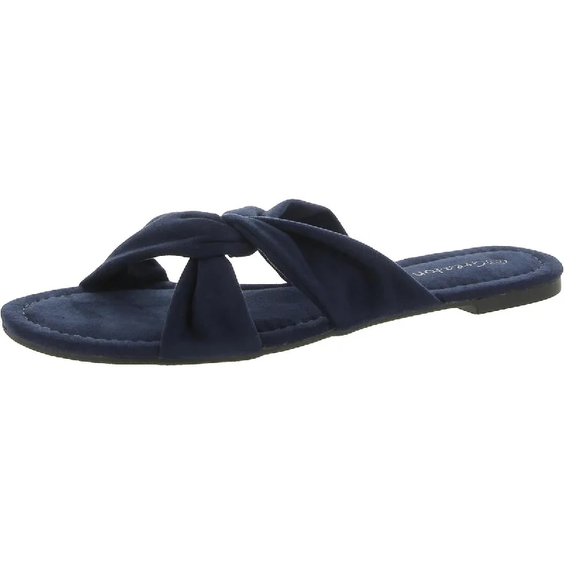 Greatonu Womens Faux Suede Slip-On Slide Sandals