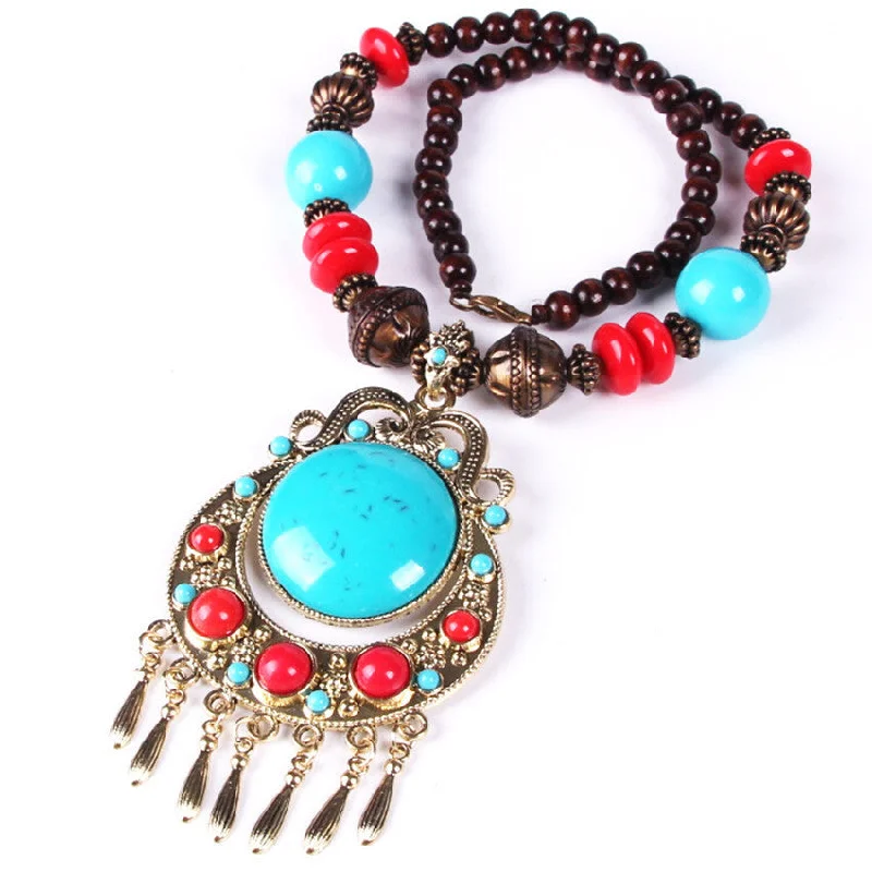 Wholesale Alloy Boho Style Woven Bead Necklace